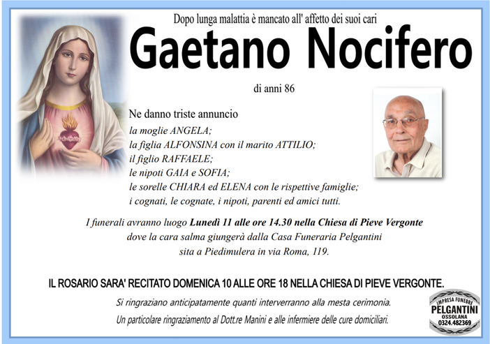 Gaetano Nocifero di anni 86