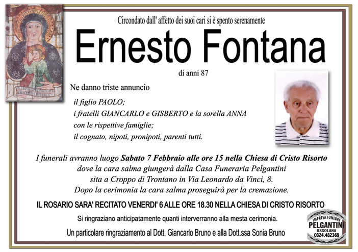 Ernesto Fontana di anni 87
