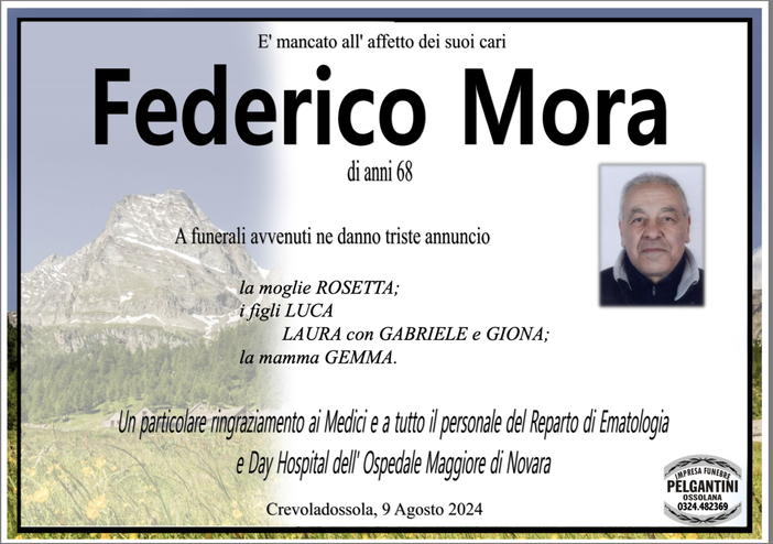 Federico Mora di anni 68