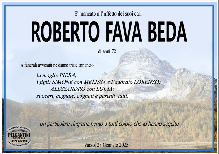 Roberto Fava Beda di anni 72