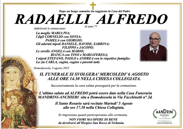 Radaelli Alfredo di anni 77