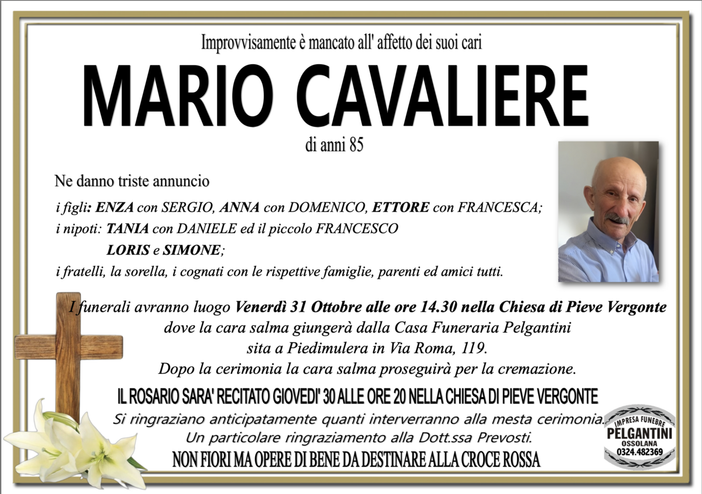 Mario Cavaliere di anni 85