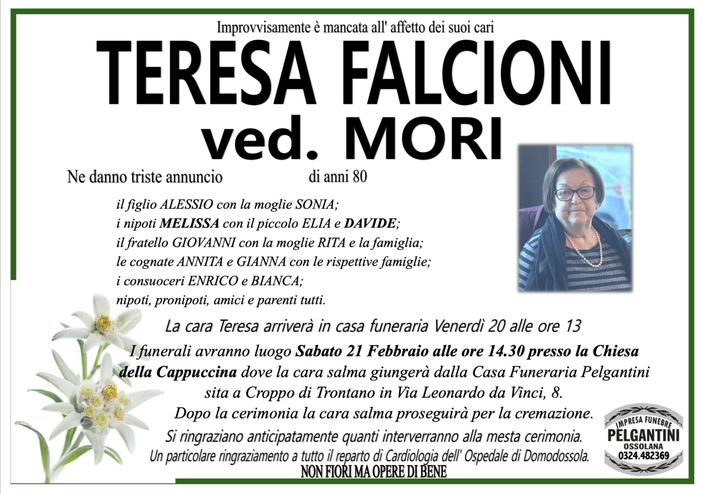 Teresa Falcioni ved. Mori di anni 80