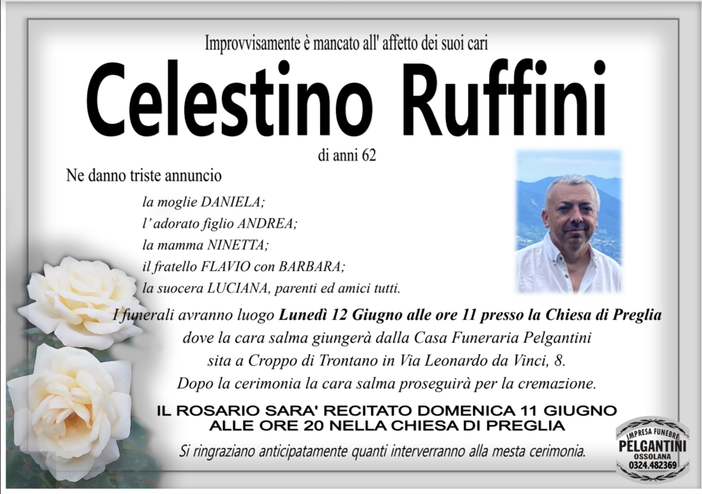 Celestino Ruffini di anni 62