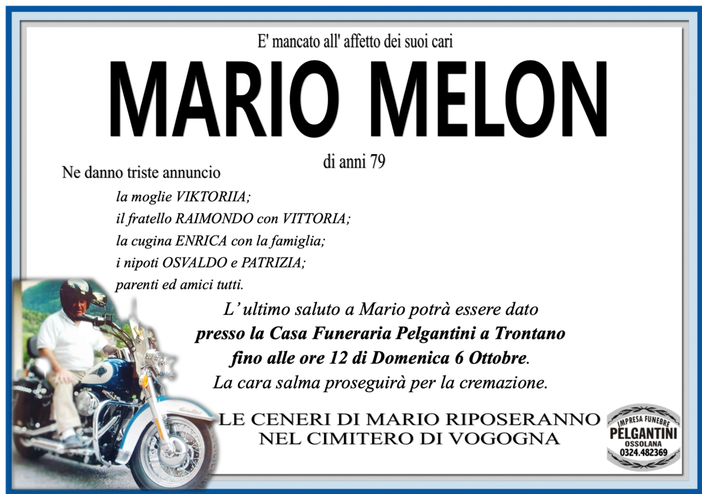 Mario Melon di anni 79