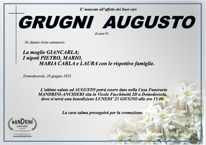 Grugni Augusto di anni 91