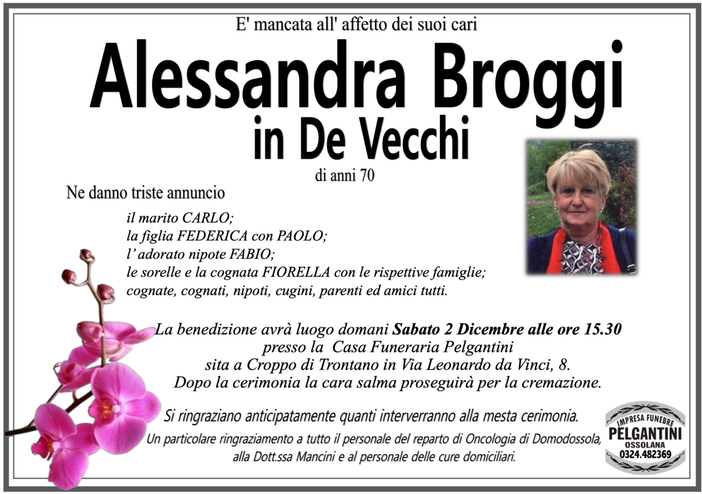 Alessandra Broggi in De Vecchi di anni 70