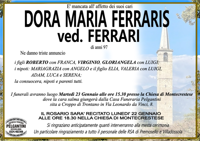 Dora Maria Ferraris ved. Ferrari di anni 97