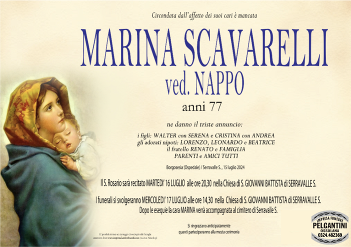 Scavarelli Marina ved. Nappo 77 anni