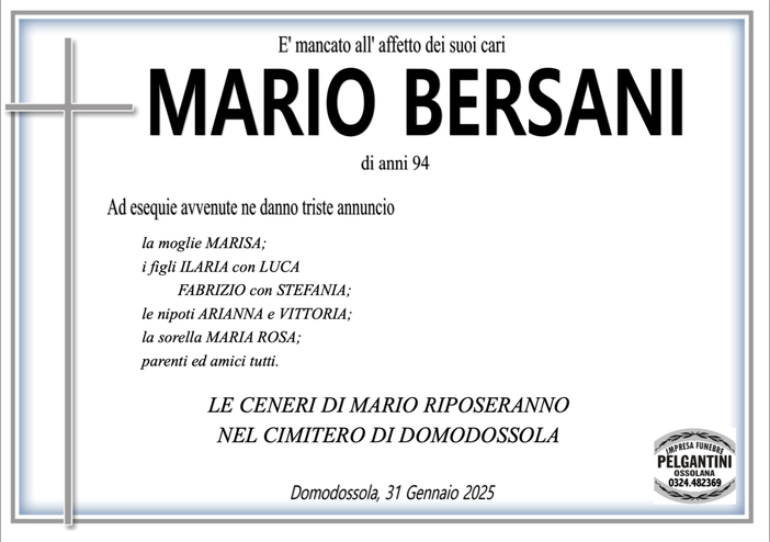 Mario Bersani di anni 94