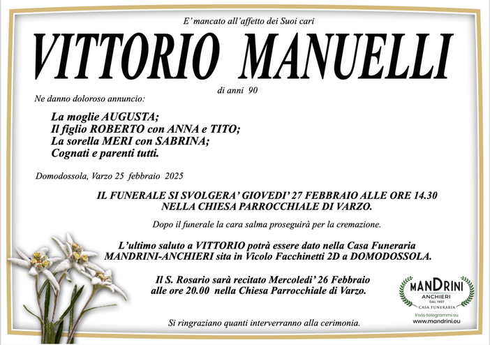 Vittorio Manuelli di anni 90