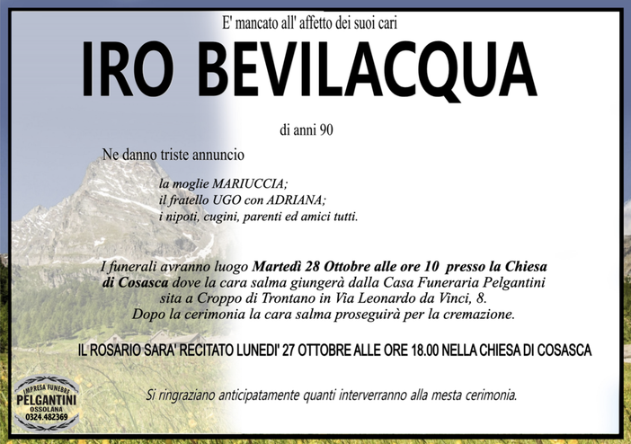 Bevilacqua Iro 90 anni
