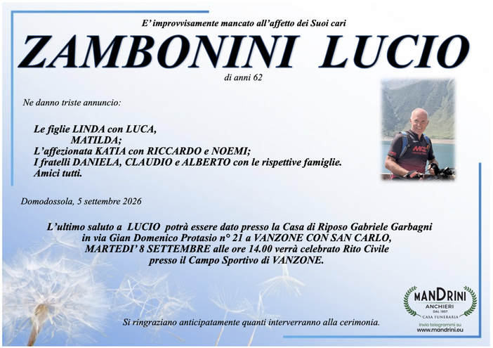 Zambonini Lucio di anni 62