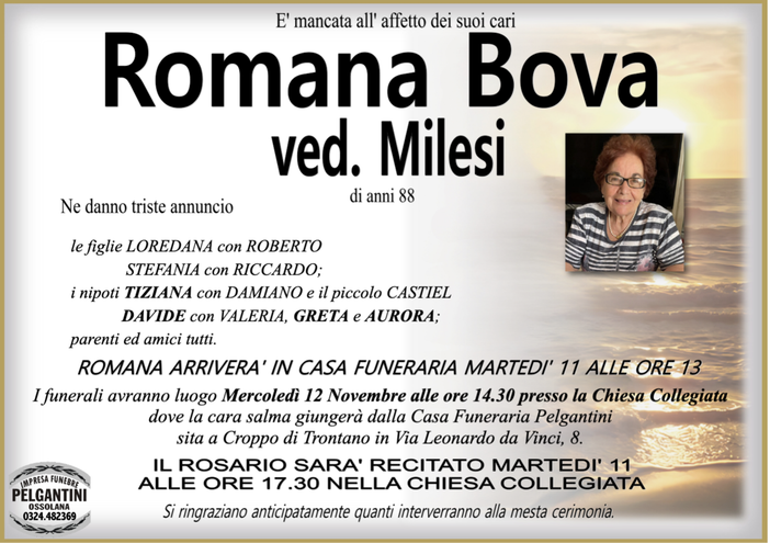 Romana Bova ved. Milesi 88 anni