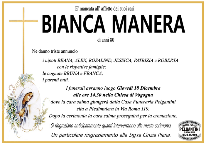 Bianca Manera di anni 80