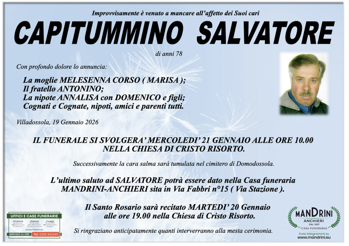 Capitummino Salvatore di anni 78