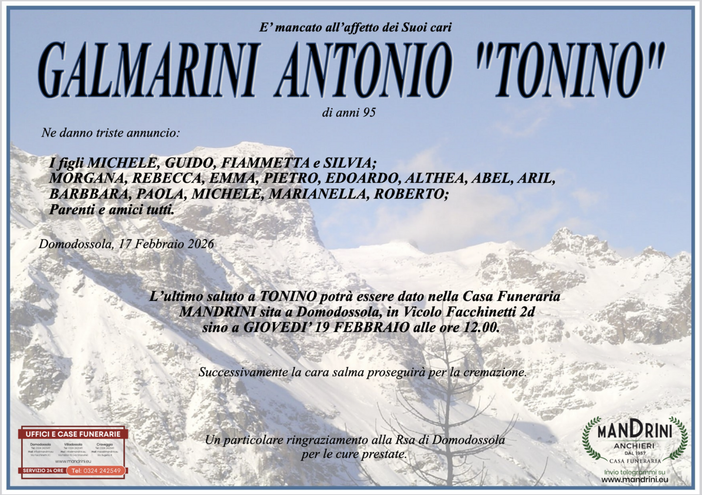 Galmarini Antonio "Tonino" di anni 95