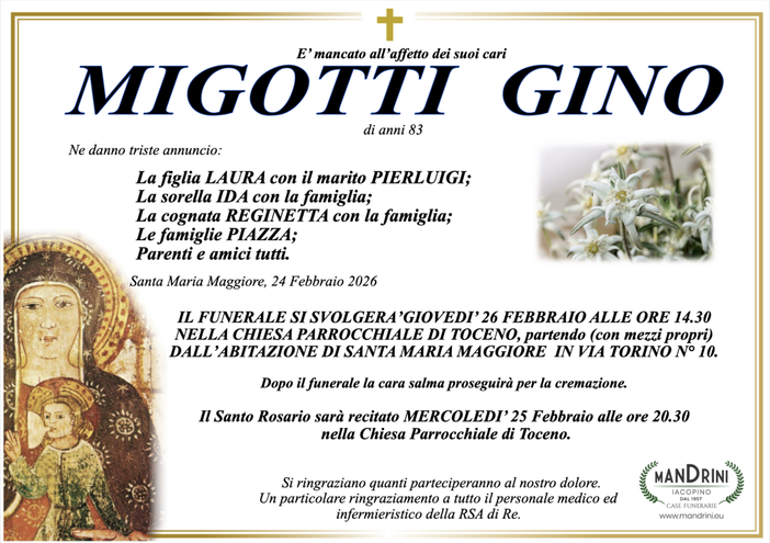 Migotti Gino di anni 83