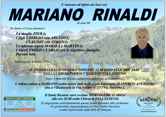 Mariano Rinaldi di anni 86
