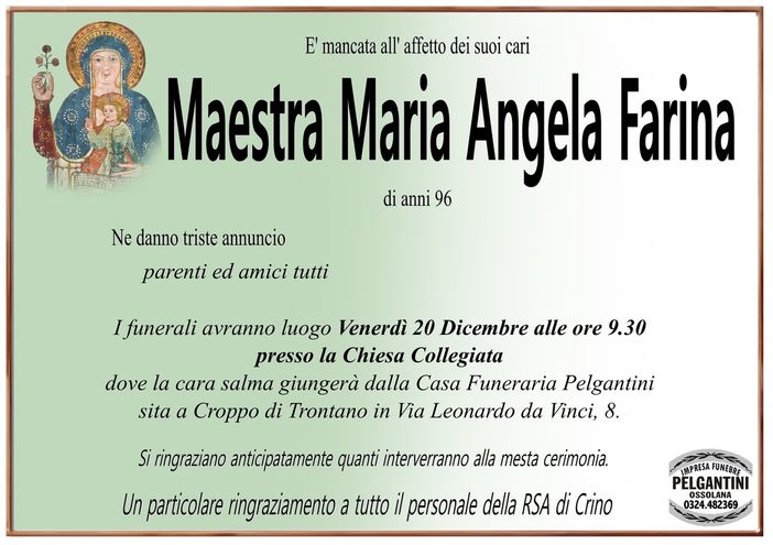 Maestra Maria Angela Farina di anni 96