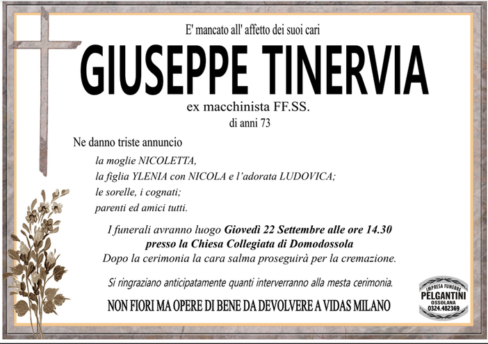 Giuseppe Tinervia di anni 73