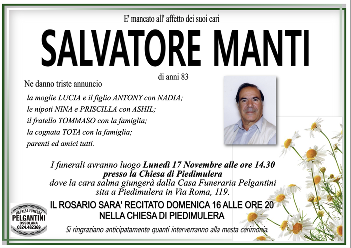 Salvatore Manti di anni 83