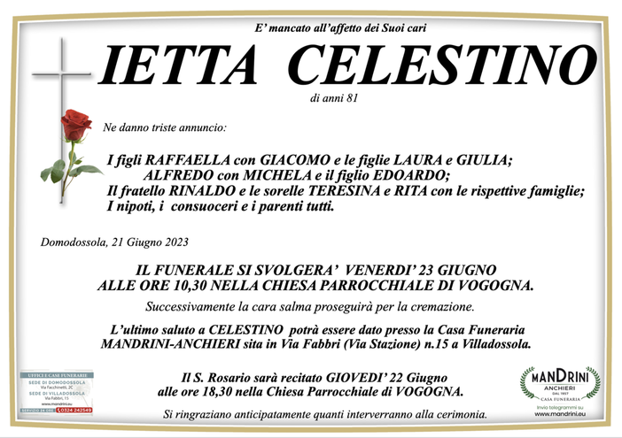 Ietta Celestino di anni 81