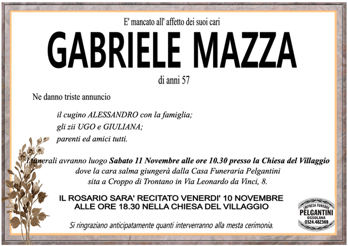 Gabriele Mazza di anni 57