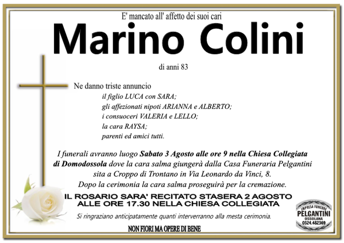 Marino Colini 83 anni