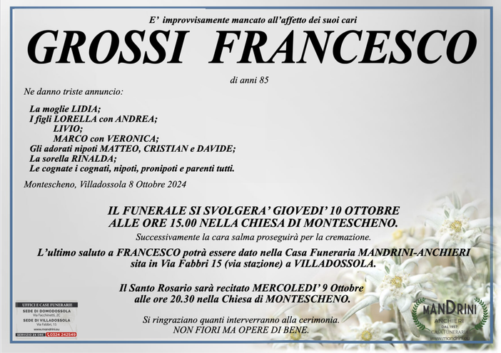 Grossi Francesco di anni 85