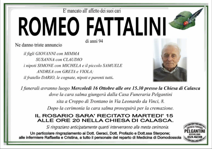 Romeo Fattalini di anni 94