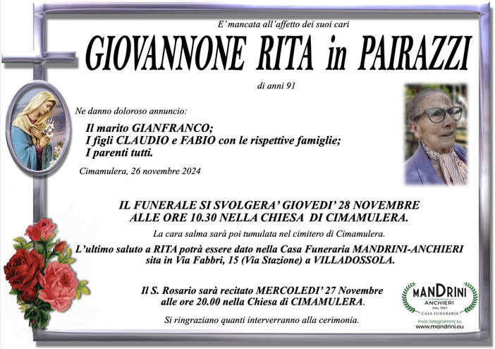 Giovannone Rita in Pairazzi di anni 91