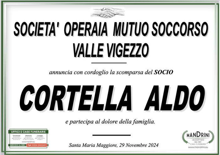 Cordoglio Cortella Aldo