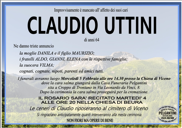 Claudio Uttini di anni 64