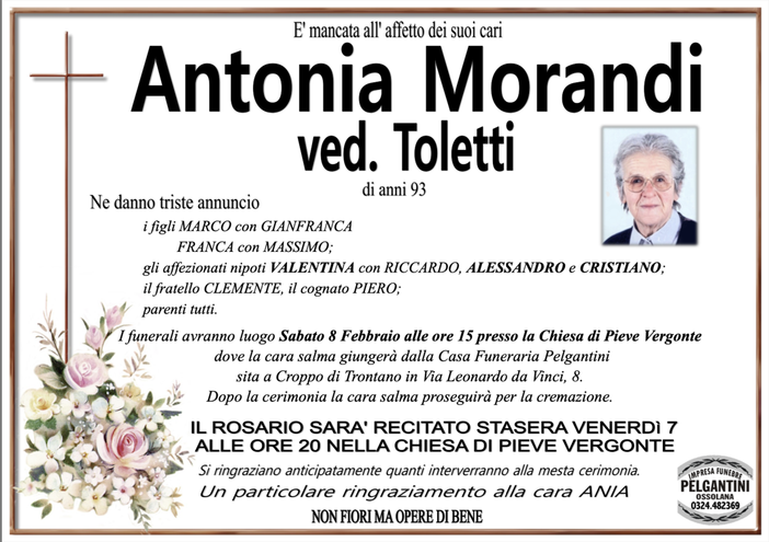 Antonia Morandi ved. Toletti di anni 93