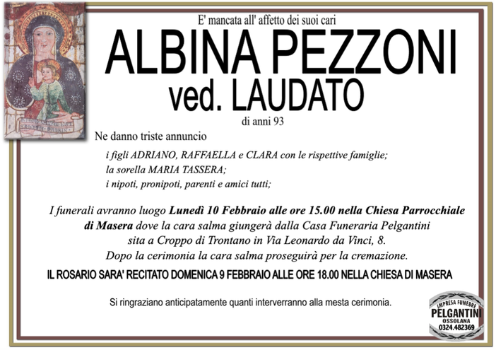 Albina Pezzoni ved. Laudato 93 anni