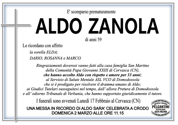 Aldo Zanola di anni 59