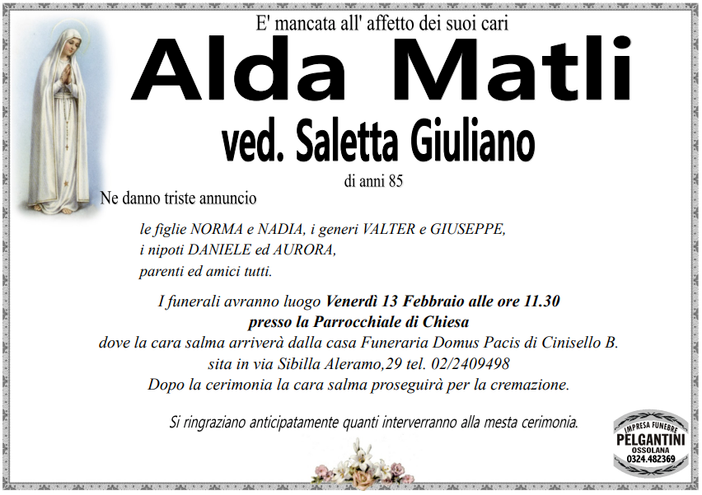 Alda Matli di anni 85