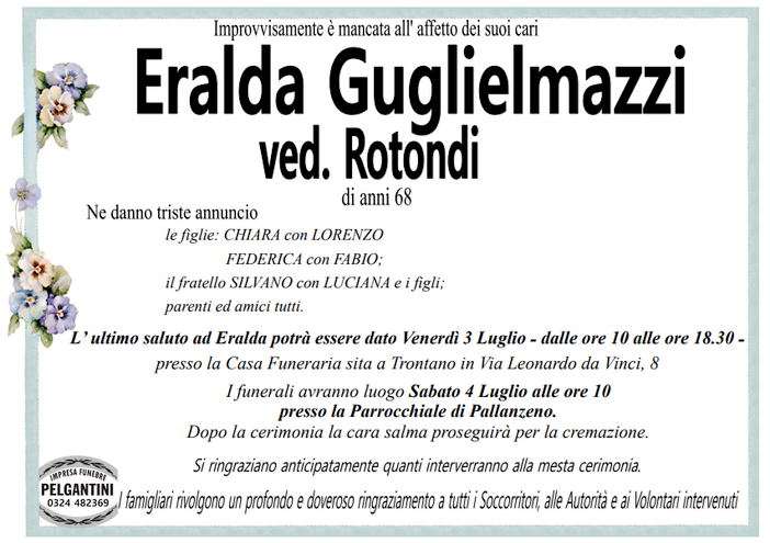 Eralda Guglielmazzi ved. Rotondi di anni 68