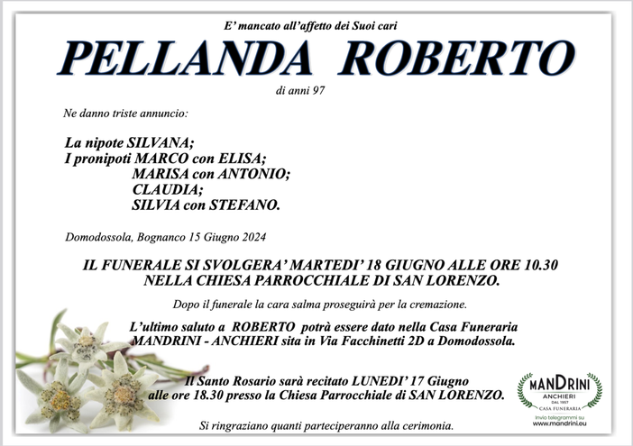 Pellanda Roberto di anni 97