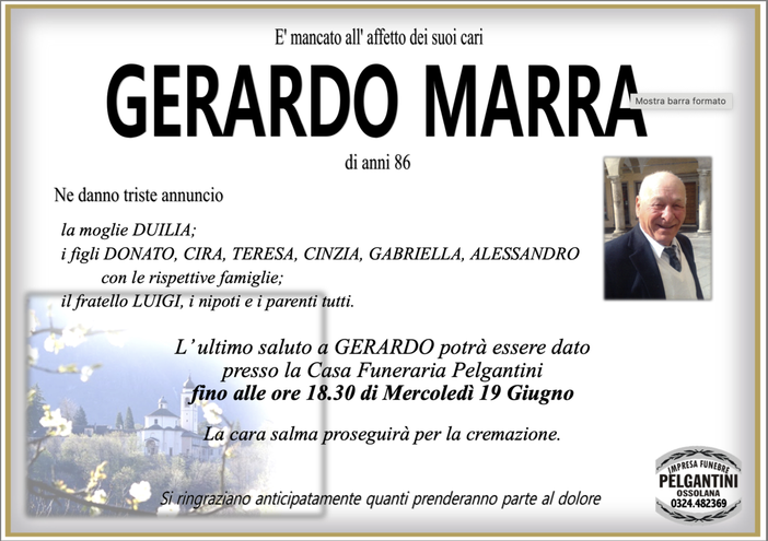 Gerardo Marra di anni 86