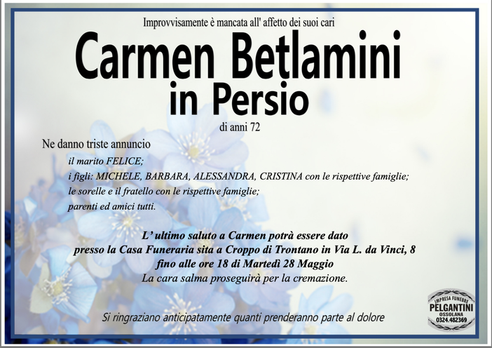 Carmen Betlamini in Persio di anni 72
