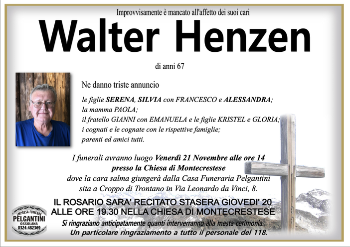 Walter Henzen di anni 67