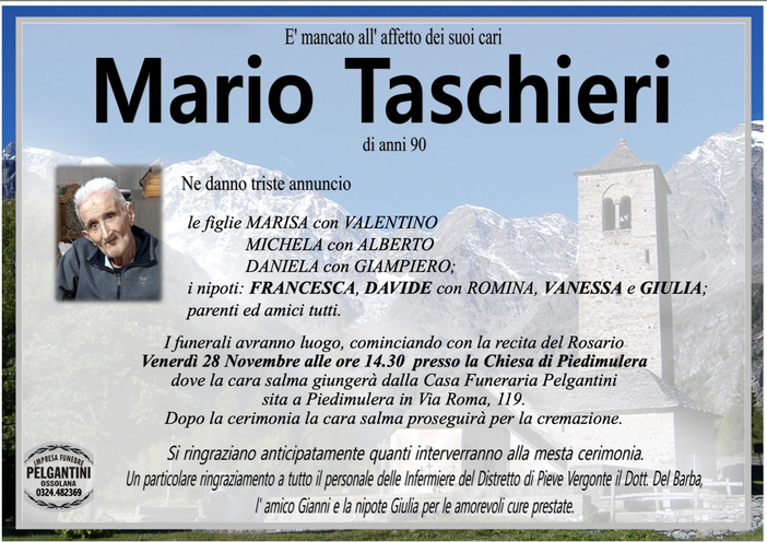 Mario Taschieri di anni 90