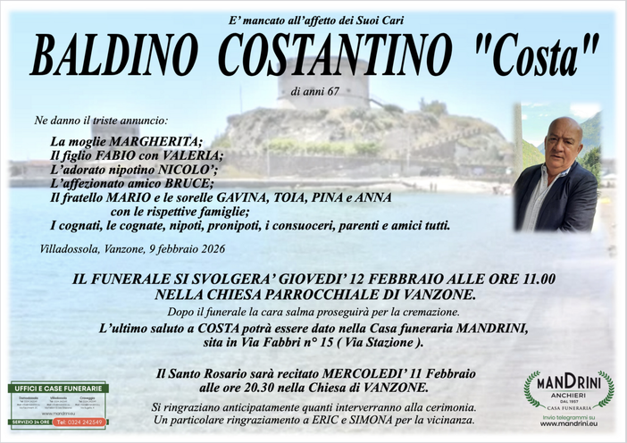 Baldino Costantino "Costa" di anni 67