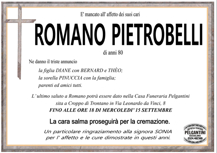 Romano Pietrobelli di anni 80