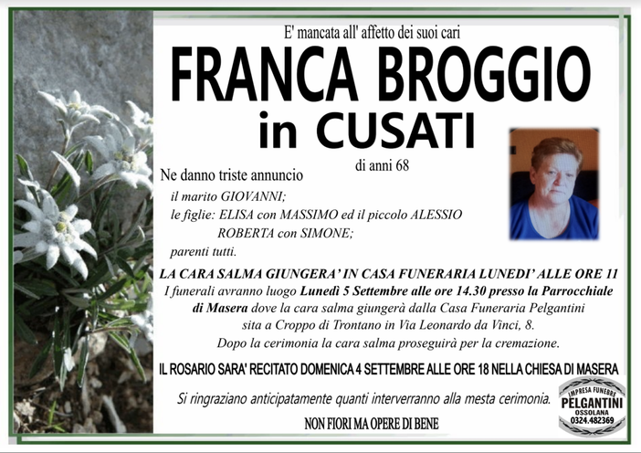 Franca Broggio in Cusati di anni 68