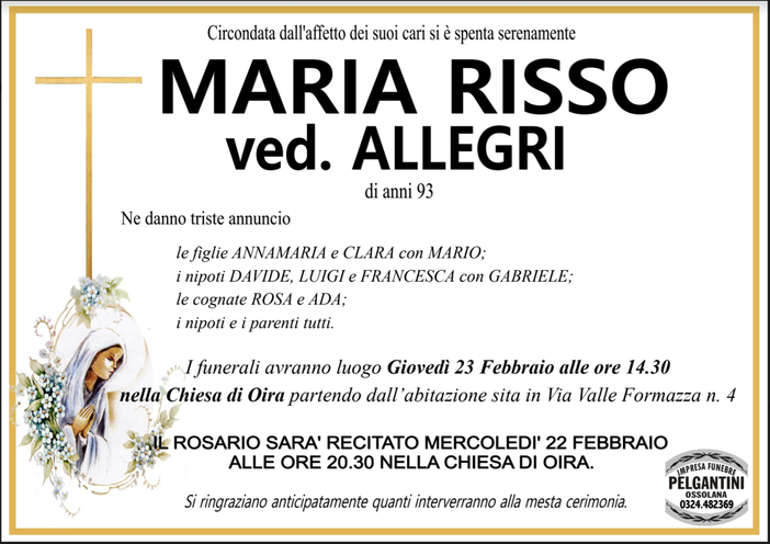 Maria Risso ved. Allegri di anni 93