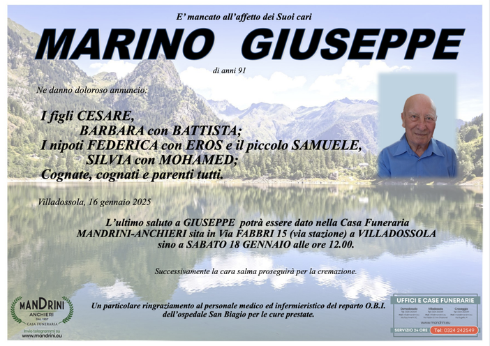 Marino Giuseppe di anni 91