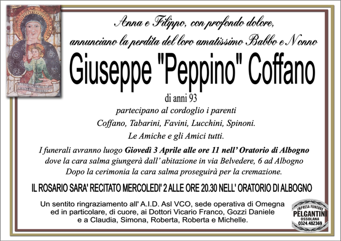 Giuseppe "Peppino" Coffano di anni 93